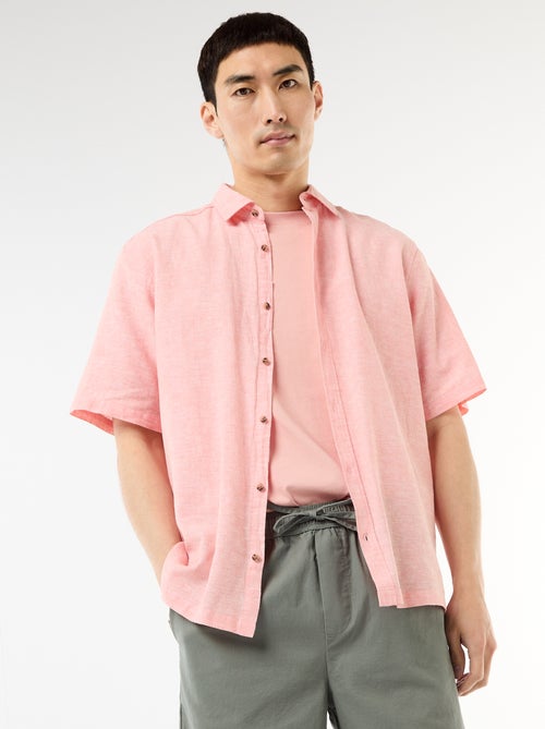 Overhemd met korte mouwen van gemengd linnen - Kiabi