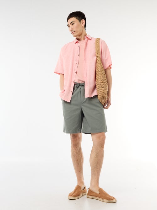 Overhemd met korte mouwen van gemengd linnen - Kiabi