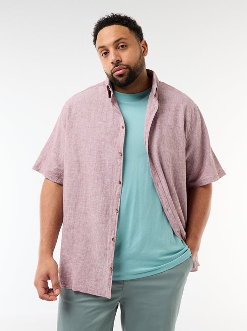 Overhemd met korte mouwen van gemengd linnen - Kiabi