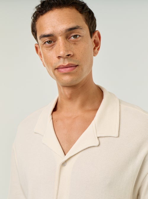 Overhemd met korte mouwen van gewafelde stof - Kiabi