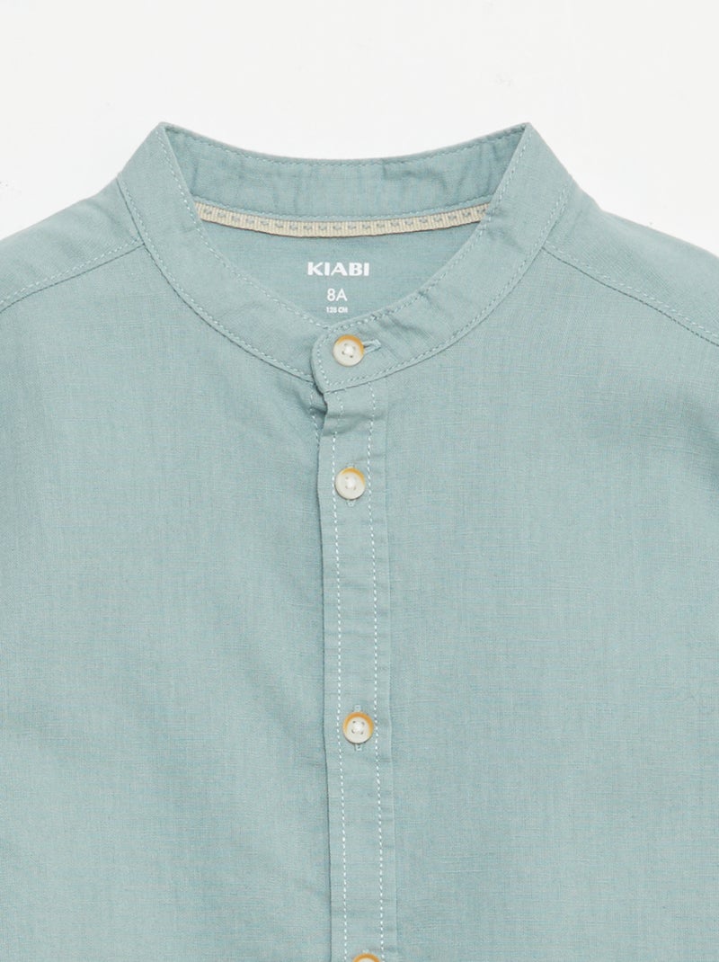 Overhemd met korte mouwen van linnenmix Blauw - Kiabi