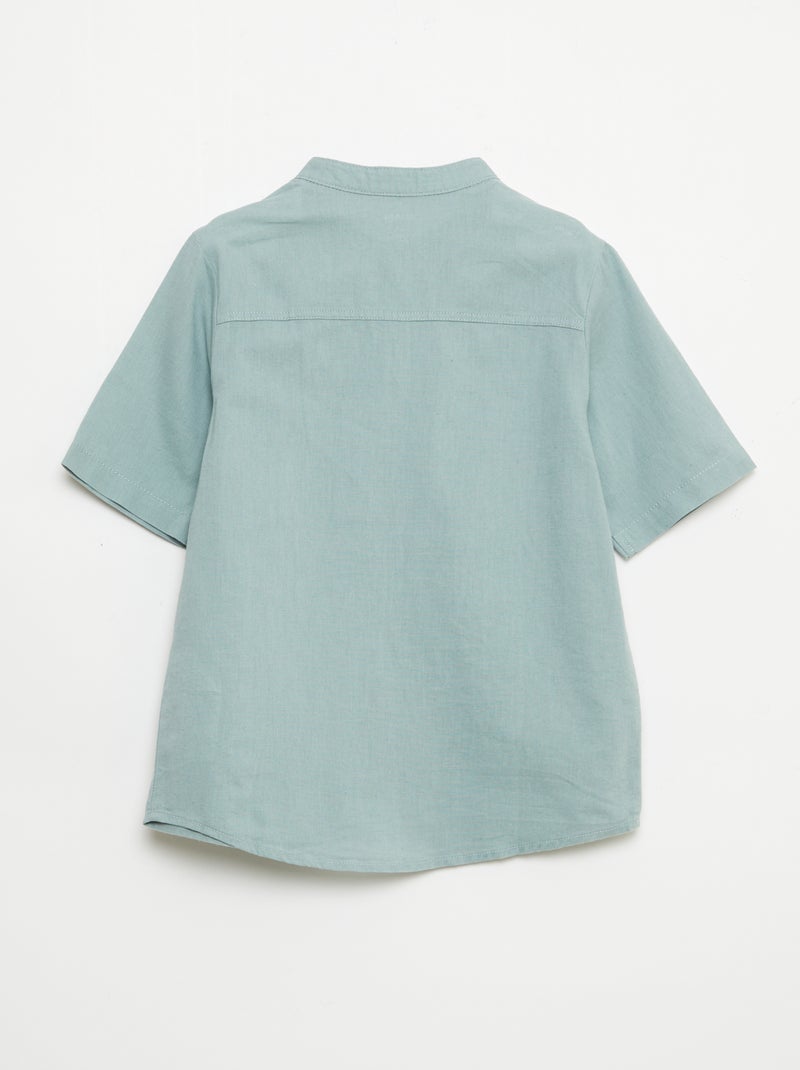 Overhemd met korte mouwen van linnenmix Blauw - Kiabi