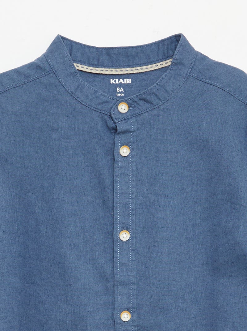 Overhemd met korte mouwen van linnenmix Blauw - Kiabi