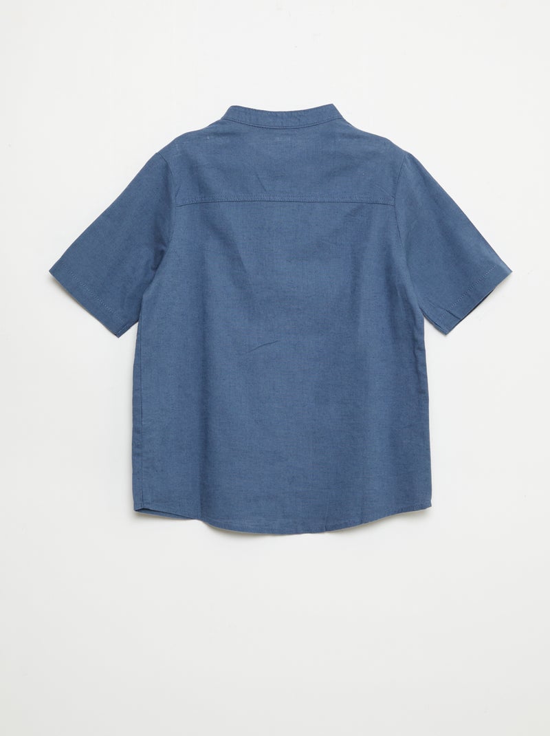 Overhemd met korte mouwen van linnenmix Blauw - Kiabi