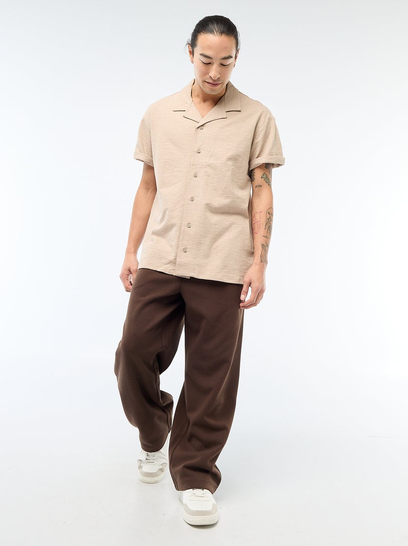 Overhemd met korte mouwen van tricot Biege - Kiabi