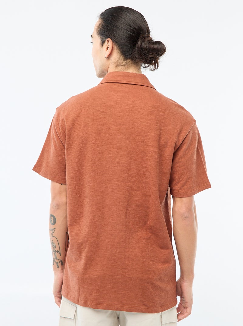 Overhemd met korte mouwen van tricot Bruin - Kiabi