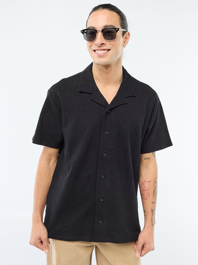 Overhemd met korte mouwen van tricot Zwart - Kiabi