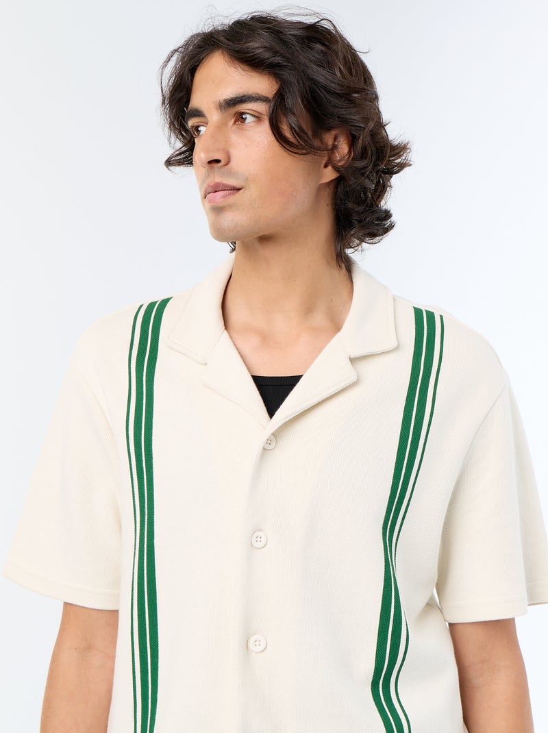 Overhemd met korte mouwen van zware jersey Wit - Kiabi