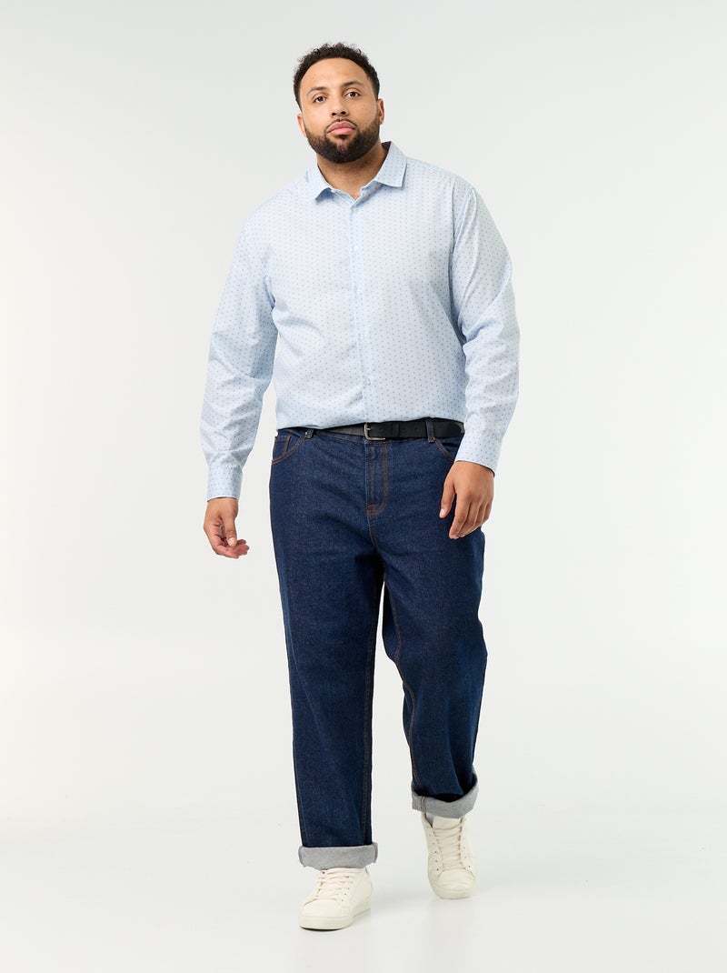 Overhemd met lange mouwen en motief Blauw - Kiabi