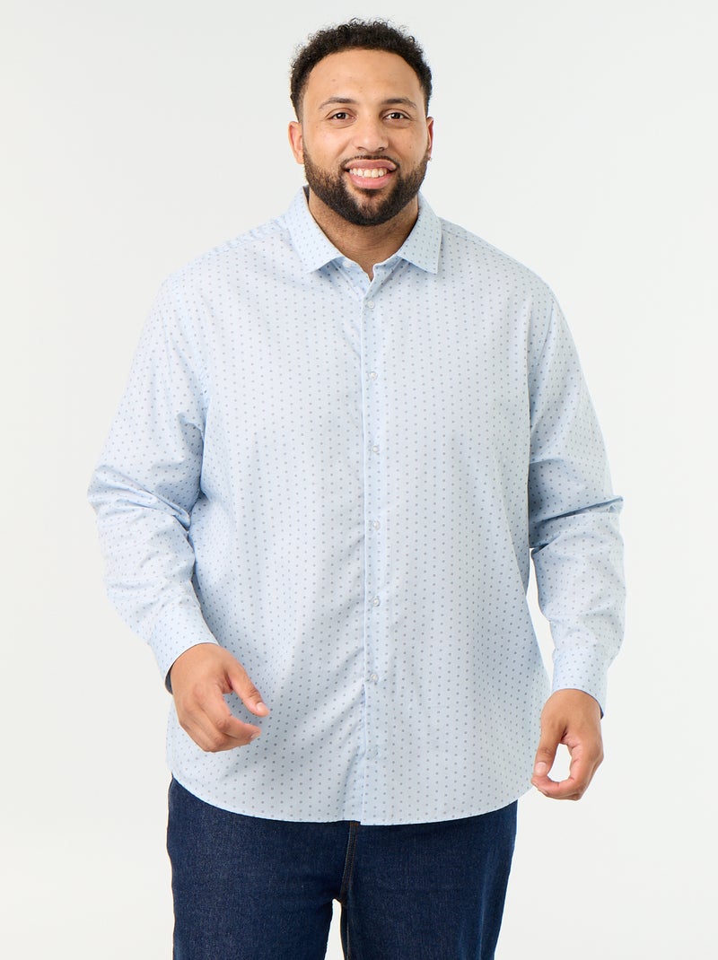 Overhemd met lange mouwen en motief Blauw - Kiabi