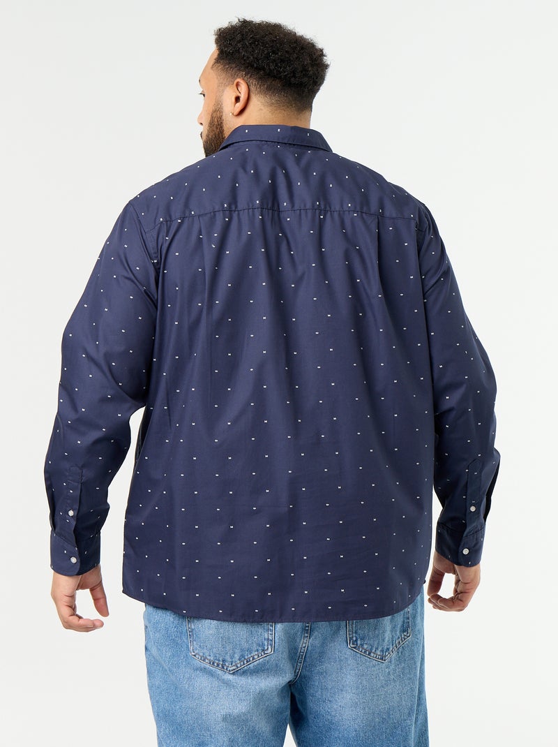 Overhemd met lange mouwen en motief Blauw - Kiabi