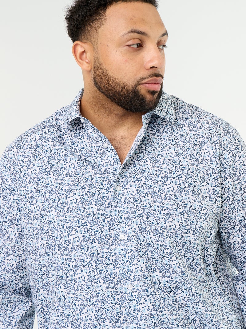 Overhemd met lange mouwen en motief Blauw - Kiabi