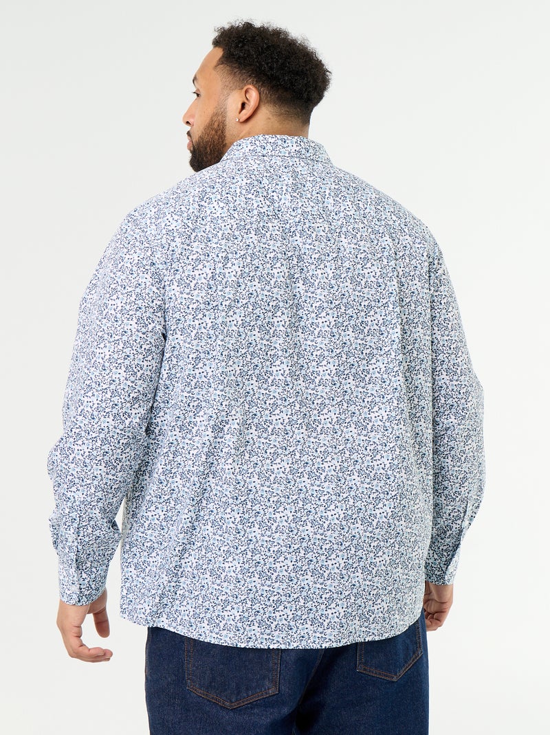 Overhemd met lange mouwen en motief Blauw - Kiabi