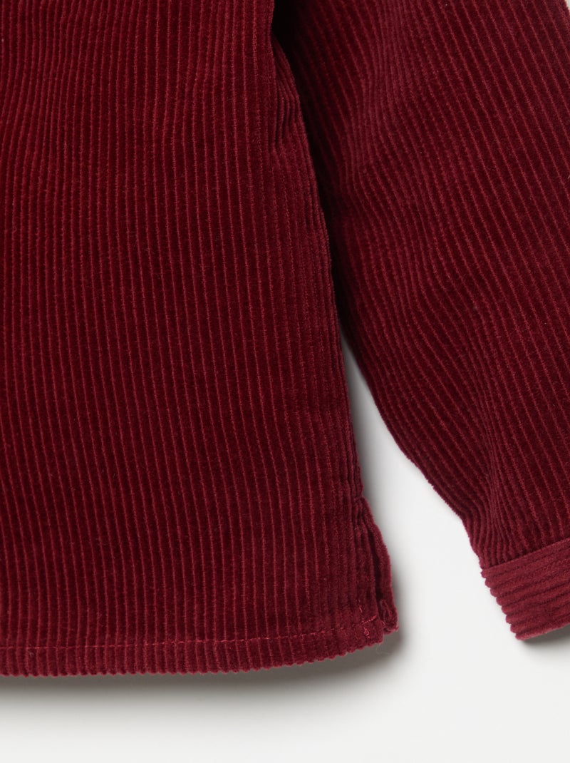 Overhemd met lange mouwen van ribfluweel Rood - Kiabi
