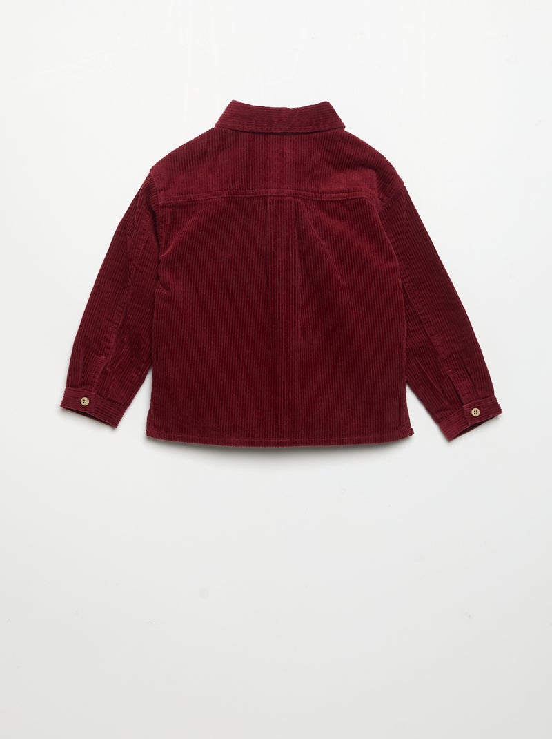 Overhemd met lange mouwen van ribfluweel Rood - Kiabi
