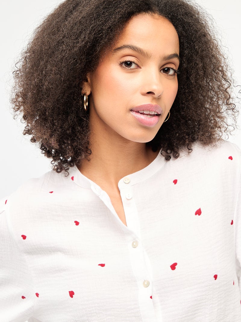 Overhemd met print van katoengaas Wit - Kiabi