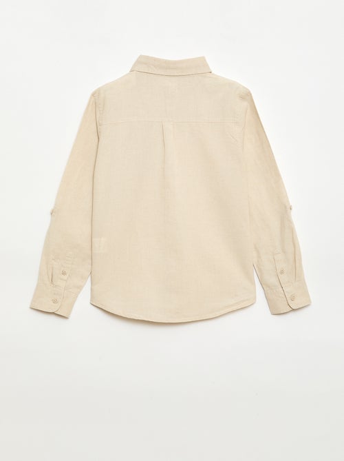 Overhemd met zak en oprolbare mouwen - Kiabi