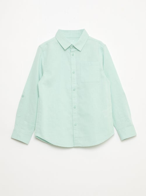 Overhemd met zak en oprolbare mouwen - Kiabi