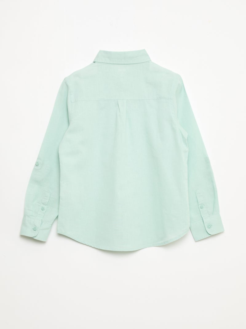 Overhemd met zak en oprolbare mouwen Blauw - Kiabi