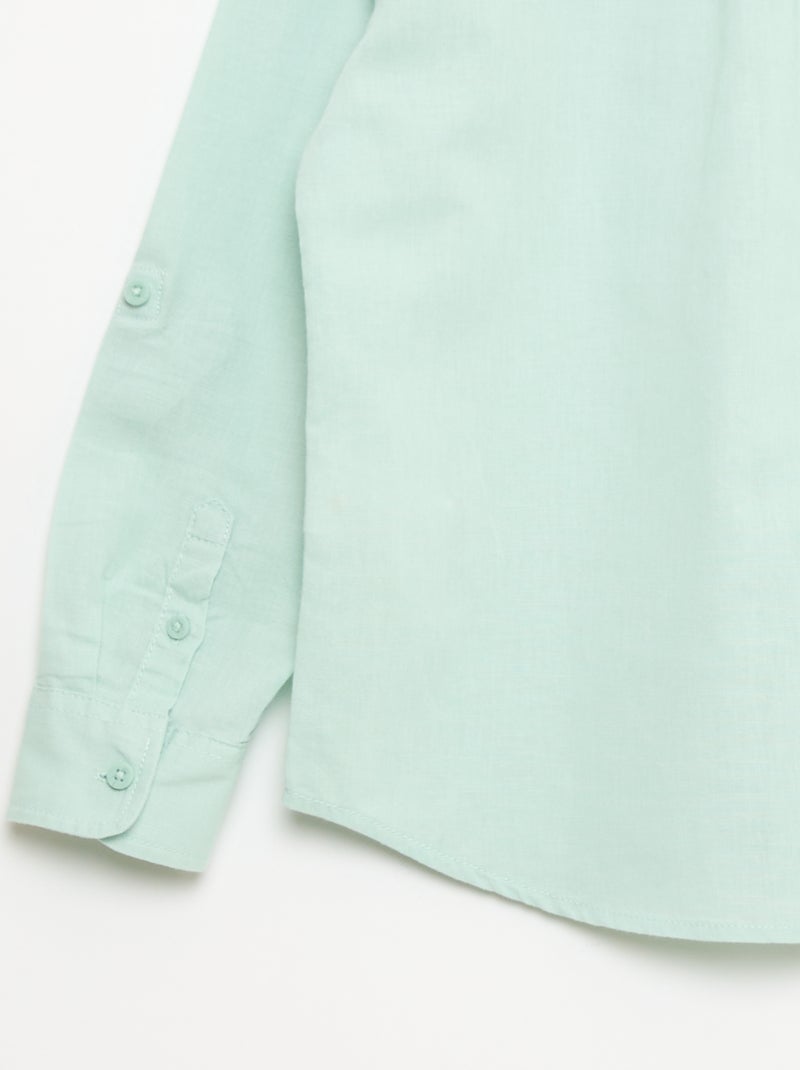 Overhemd met zak en oprolbare mouwen Blauw - Kiabi