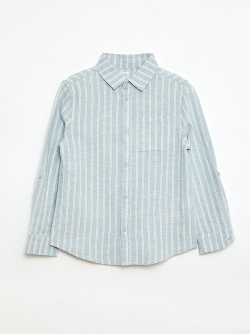 Overhemd met zak en oprolbare mouwen - Kiabi