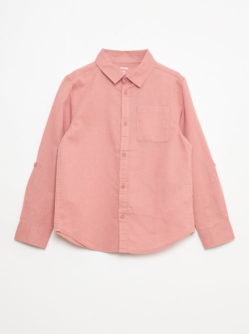 Overhemd met zak en oprolbare mouwen - Kiabi