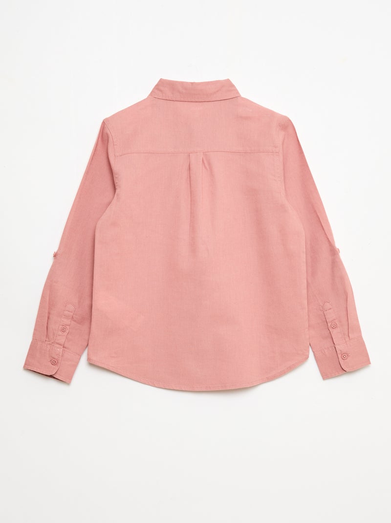 Overhemd met zak en oprolbare mouwen Rose - Kiabi