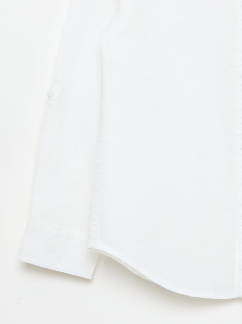 Overhemd met zak en oprolbare mouwen Wit - Kiabi