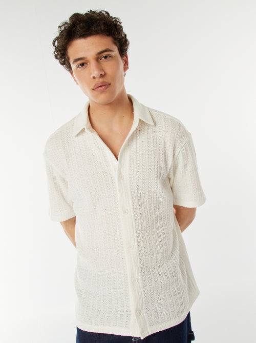 Overhemd van ajourtricot met korte mouwen - Kiabi