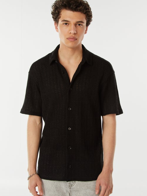 Overhemd van ajourtricot met korte mouwen - Kiabi
