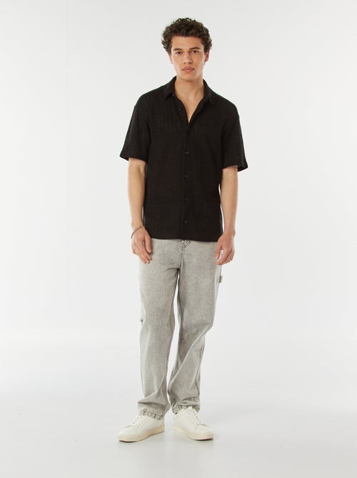 Overhemd van ajourtricot met korte mouwen - Kiabi