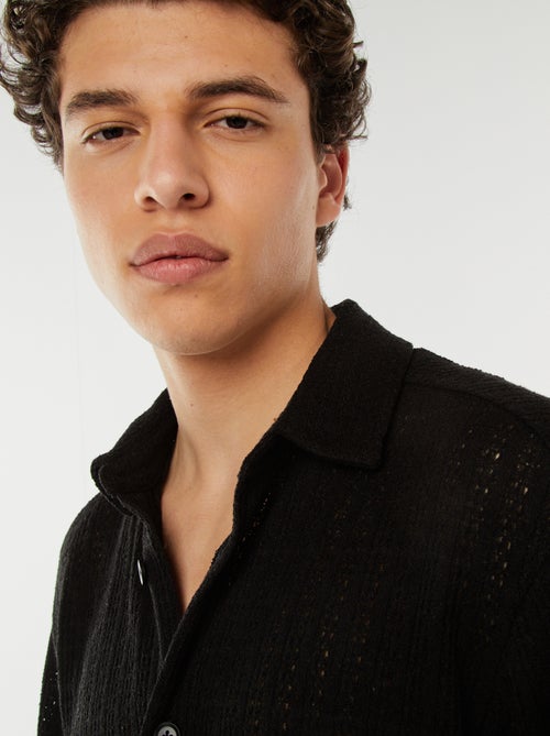 Overhemd van ajourtricot met korte mouwen - Kiabi