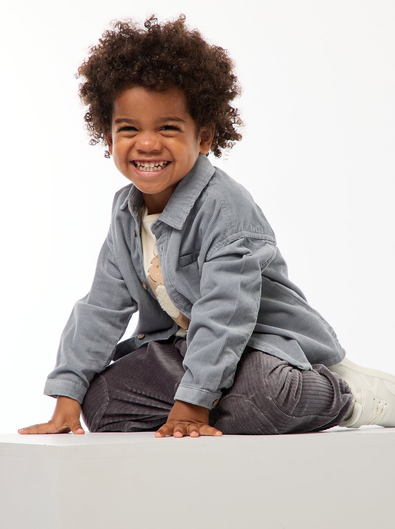 Overhemd van corduroy Blauw - Kiabi