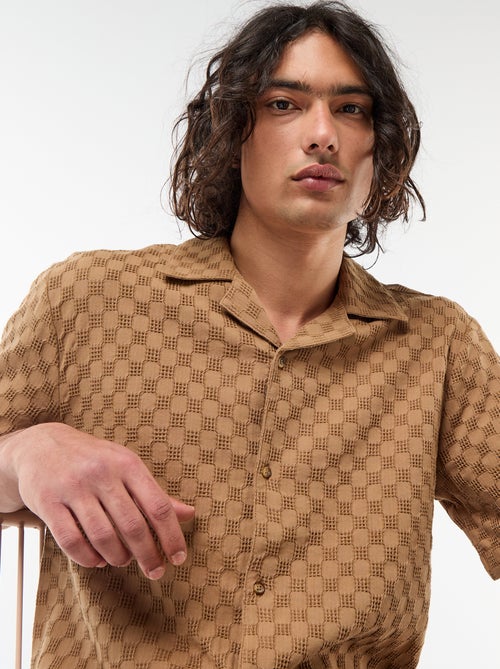 Overhemd van fantasietricot met korte mouwen - Kiabi