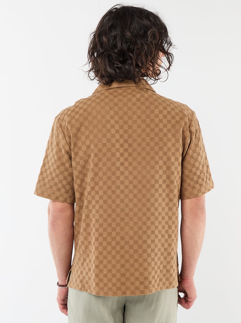 Overhemd van fantasietricot met korte mouwen Bruin - Kiabi
