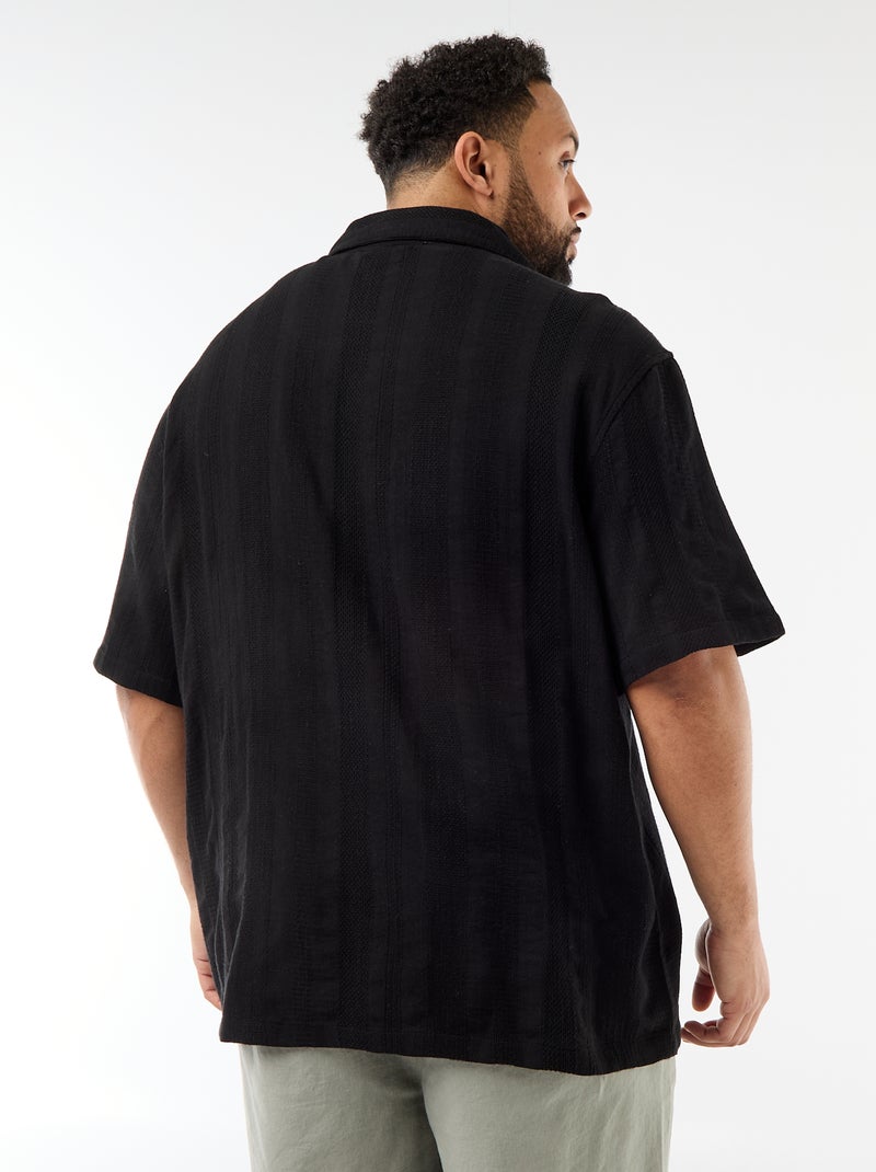 Overhemd van fantasietricot met korte mouwen Zwart - Kiabi