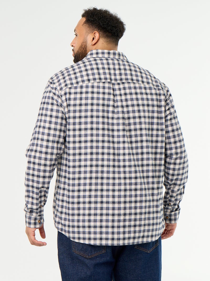 Overhemd van flanel met motief Blauw - Kiabi