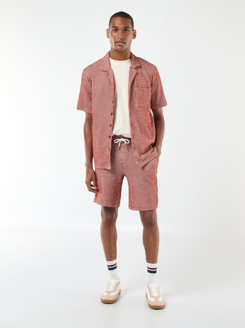 Overhemd van gekreukte stof met korte mouw - Kiabi