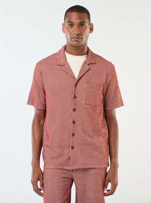 Overhemd van gekreukte stof met korte mouw - Kiabi