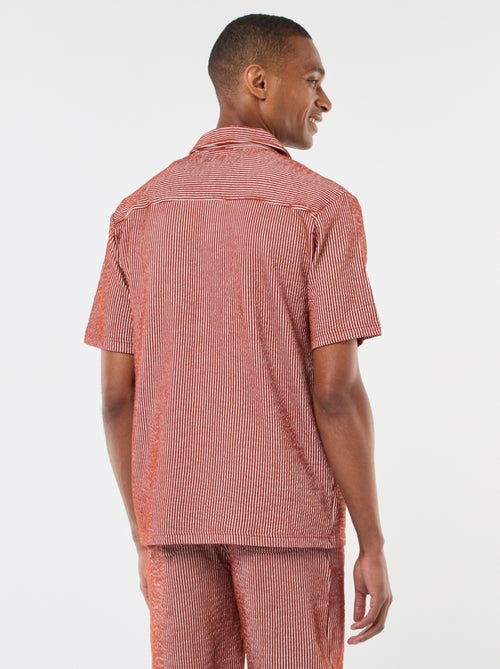 Overhemd van gekreukte stof met korte mouw - Kiabi