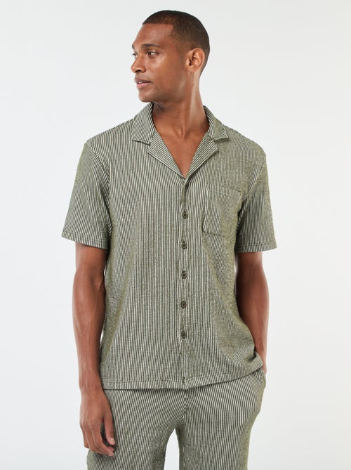 Overhemd van gekreukte stof met korte mouw - Kiabi