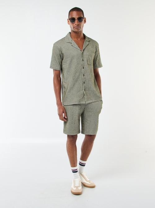 Overhemd van gekreukte stof met korte mouw - Kiabi