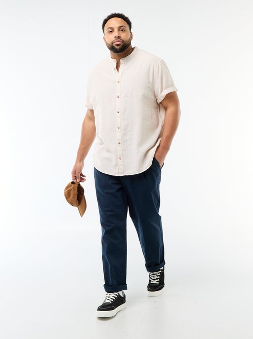 Overhemd van gemengd linnen met korte mouwen - Kiabi