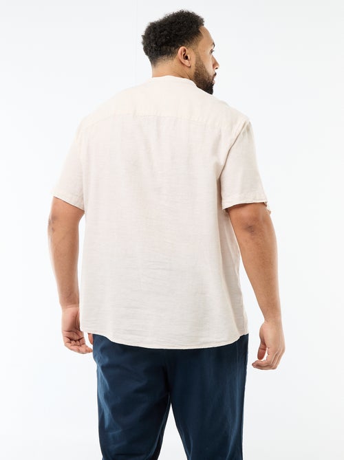 Overhemd van gemengd linnen met korte mouwen - Kiabi