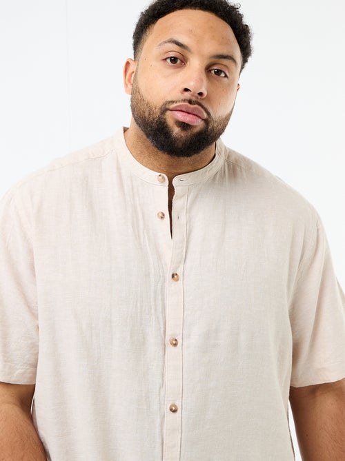 Overhemd van gemengd linnen met korte mouwen - Kiabi