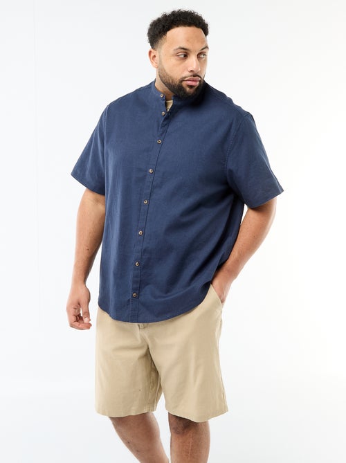 Overhemd van gemengd linnen met korte mouwen - Kiabi