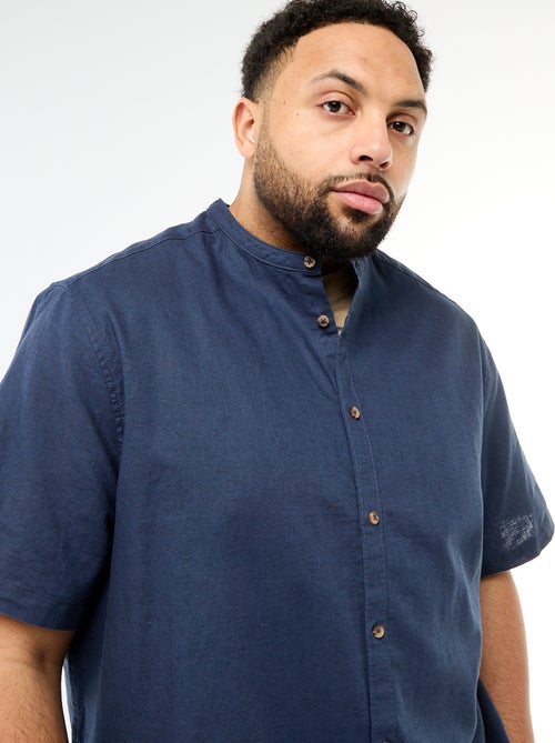 Overhemd van gemengd linnen met korte mouwen - Kiabi