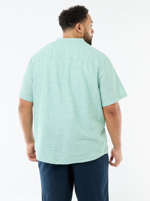 Overhemd van gemengd linnen met korte mouwen - Kiabi