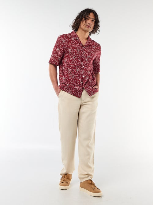 Overhemd van gemengd linnen met korte mouwen - Kiabi