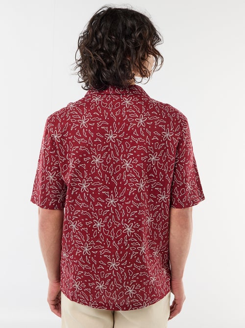 Overhemd van gemengd linnen met korte mouwen - Kiabi